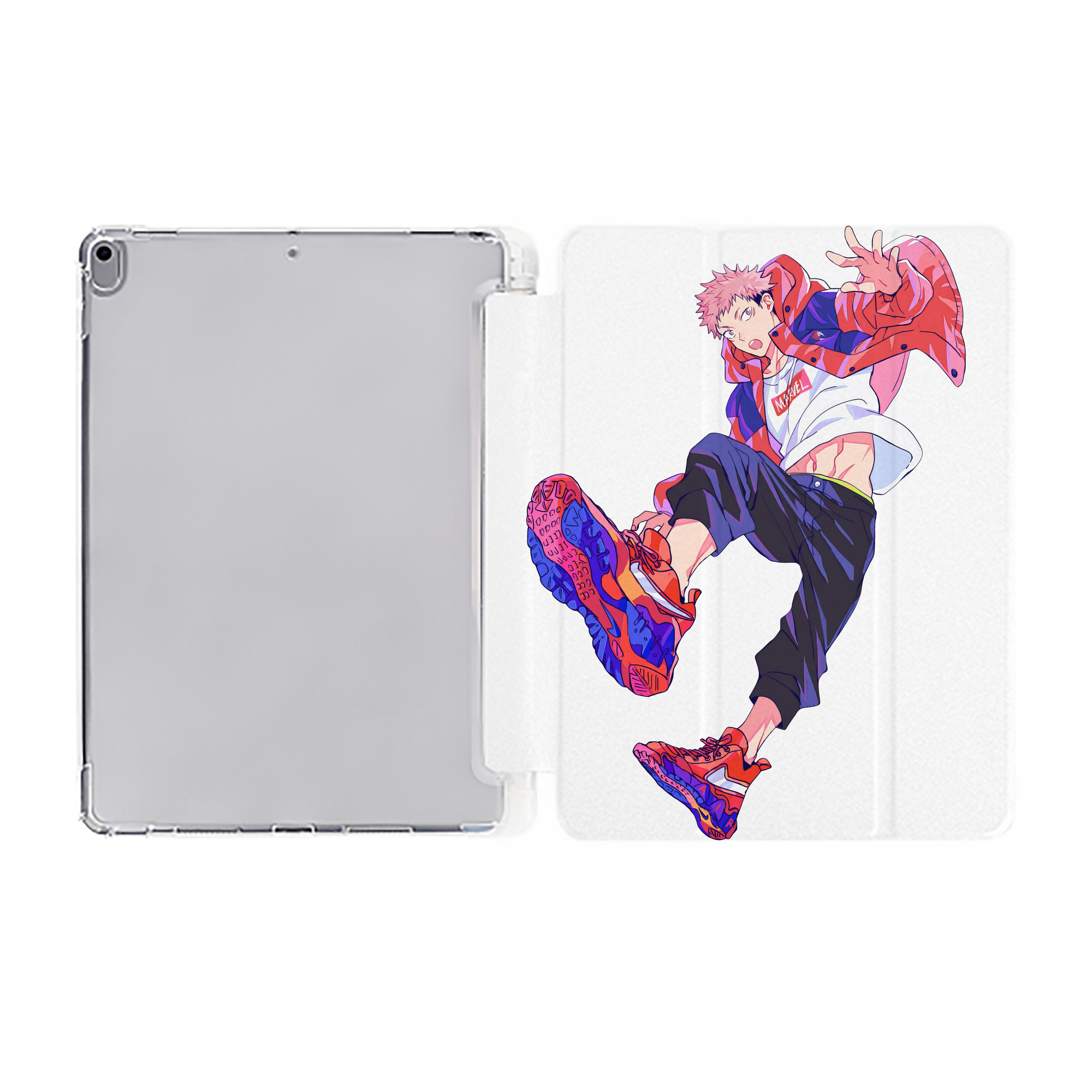 （画像用） 呪術廻戦 Jujutsu Kaisen IPad ケース ペン収納付き 三つ折りスタンド PUレザー×シリコン 対応機種9.5/10.5/10.9インチ